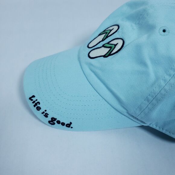 Life Is Good Embroidered Light Blue Sandals Flip Flops Adjustable Cap Hat - Picture 3 of 8